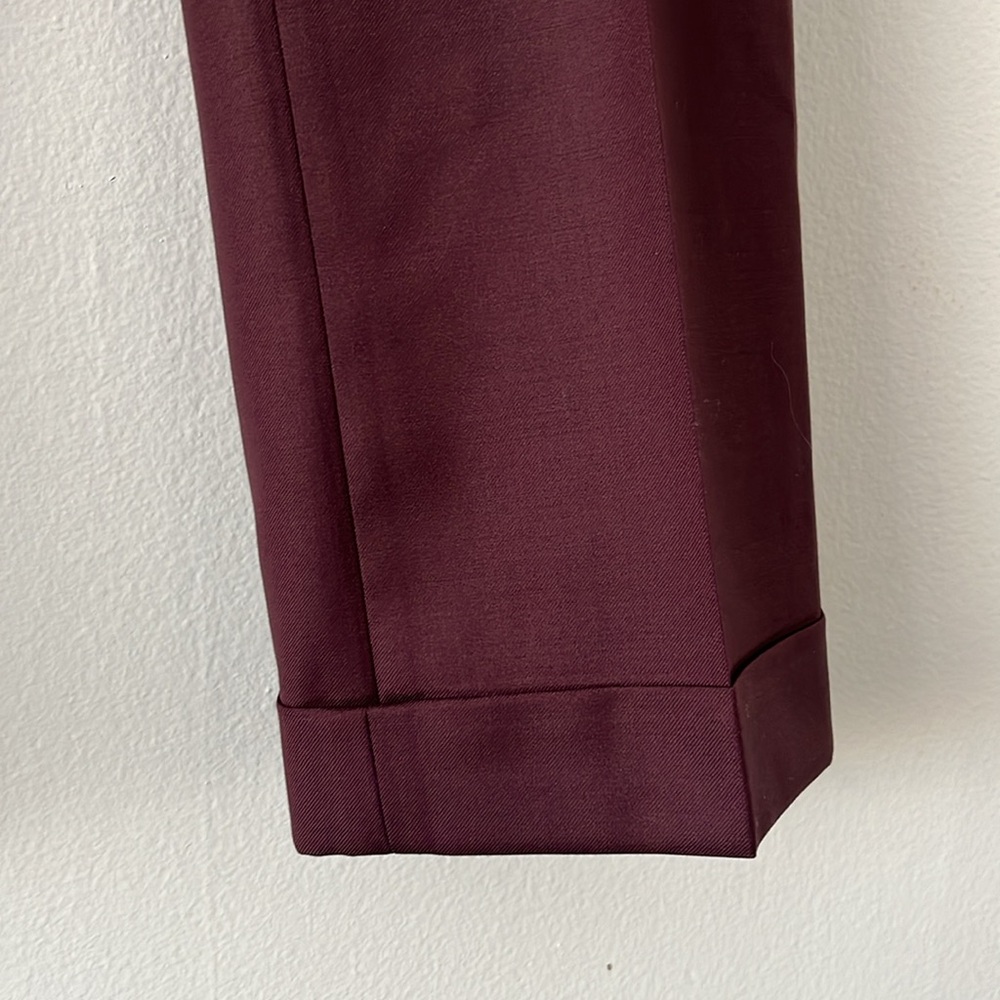 Comptoir des Cotonniers Cropped Wool Trousers Burgundy size US‎ XXS - Picture 5 of 10